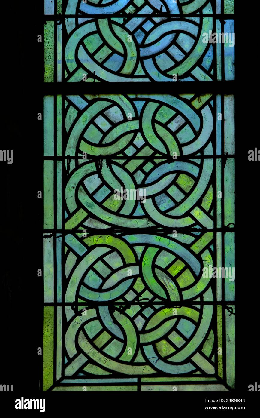 France, Corrèze (19), Aubazine, Cistercian Saint-Étienne Roman abbey from  the 12th century, orphanage where Coco Chanel grew up, stained glass window  Stock Photo - Alamy