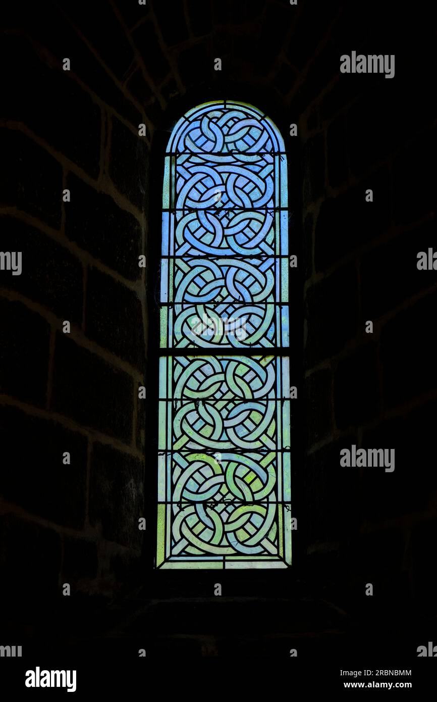 France, Corrèze (19), Aubazine, Cistercian Saint-Étienne Roman abbey from  the 12th century, orphanage where Coco Chanel grew up, stained glass window  Stock Photo - Alamy