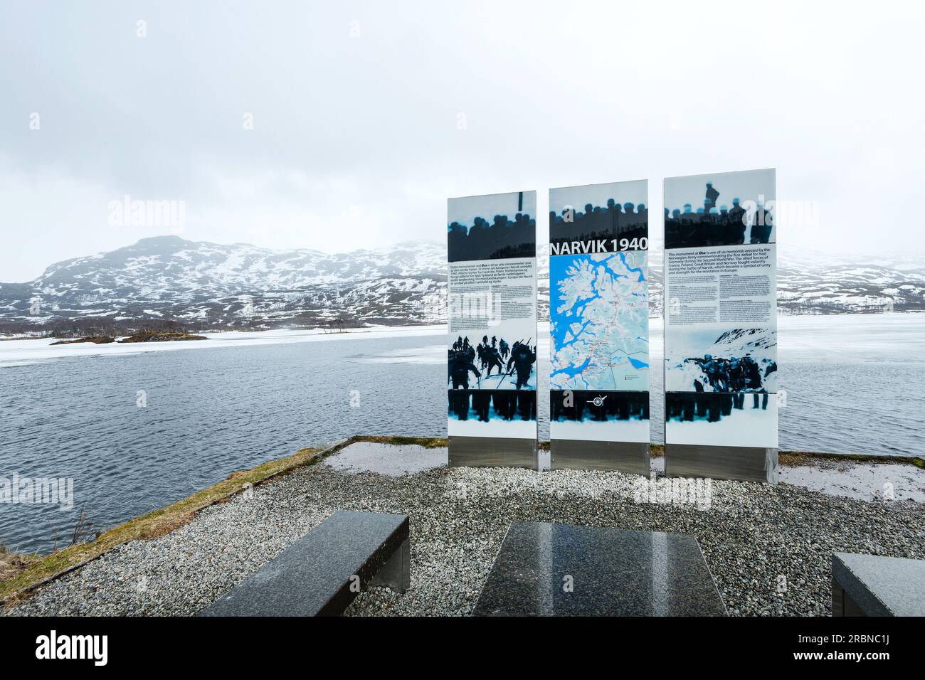 Denkmal Ose, DENKMÄLER DES KRIEGES NARVIK 1940, Norwegen Stock Photo ...