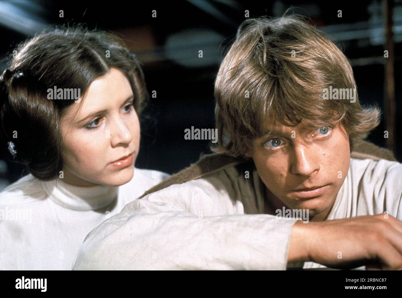 Star Wars  Star Wars Episode IV : A New Hope  Carrie Fisher & Mark Hamill  Princess Leia & Luke Skywalker Stock Photo