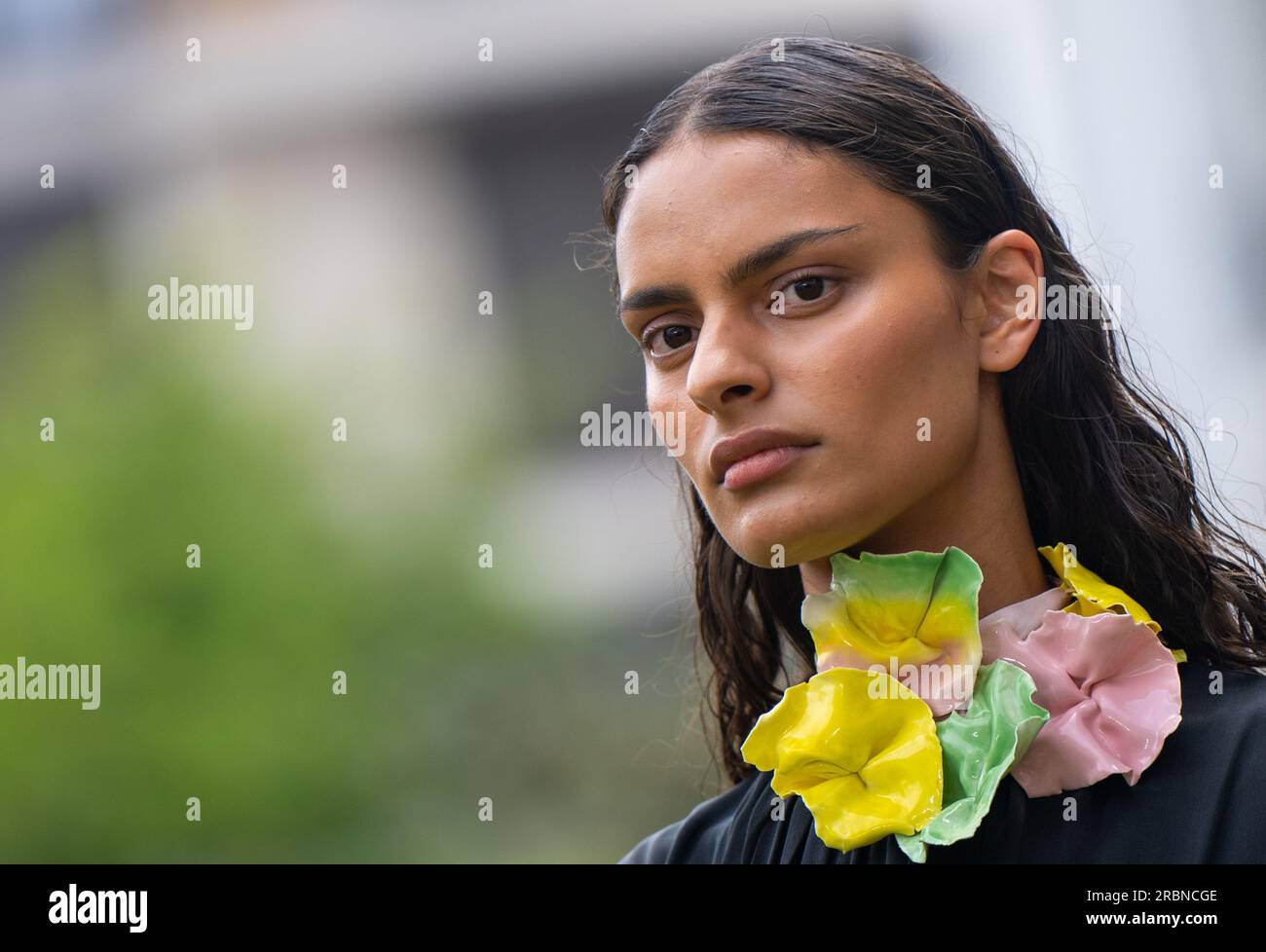 Berlin, Germany. 10th July, 2023. A model shows creations of the label