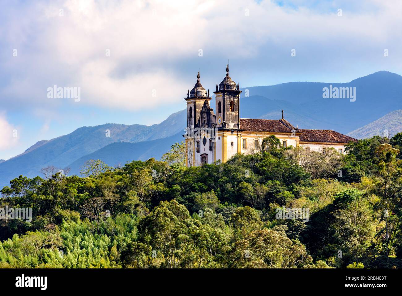 Historic baroque church on top of the hill in the city of Ouro Preto in Minas Gerais Stock Photo