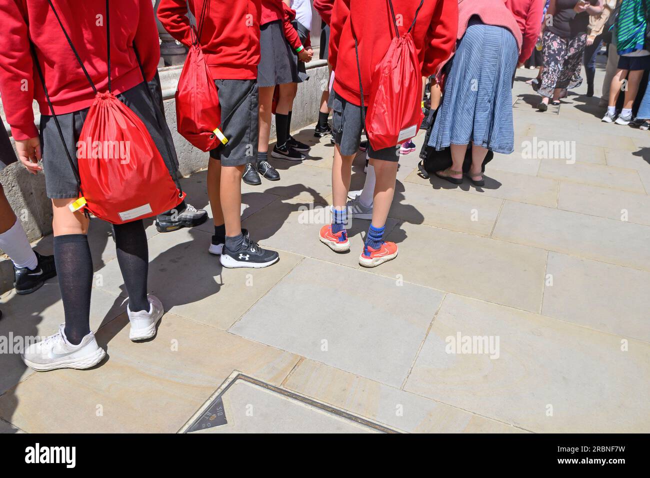 London, UK. Unidentified children in school uniform on a visit. Stock Photo
