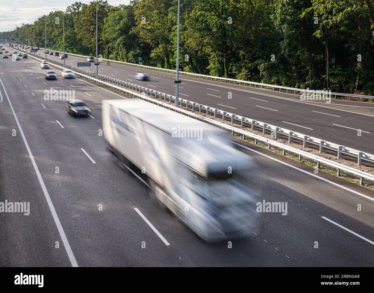 Traffic on speedway, delivery background, motion blur Stock Photo