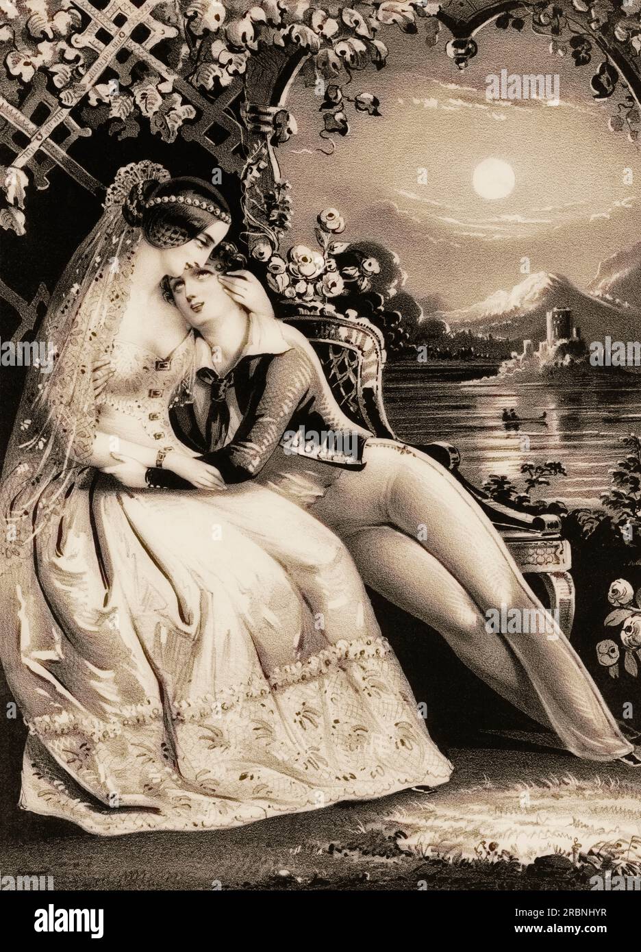 Love Affair of Lord Byron, George Gordon Noel Byron, 6th Baron Byron of Rochdale, 1788 - 1824, British poet Stock Photo