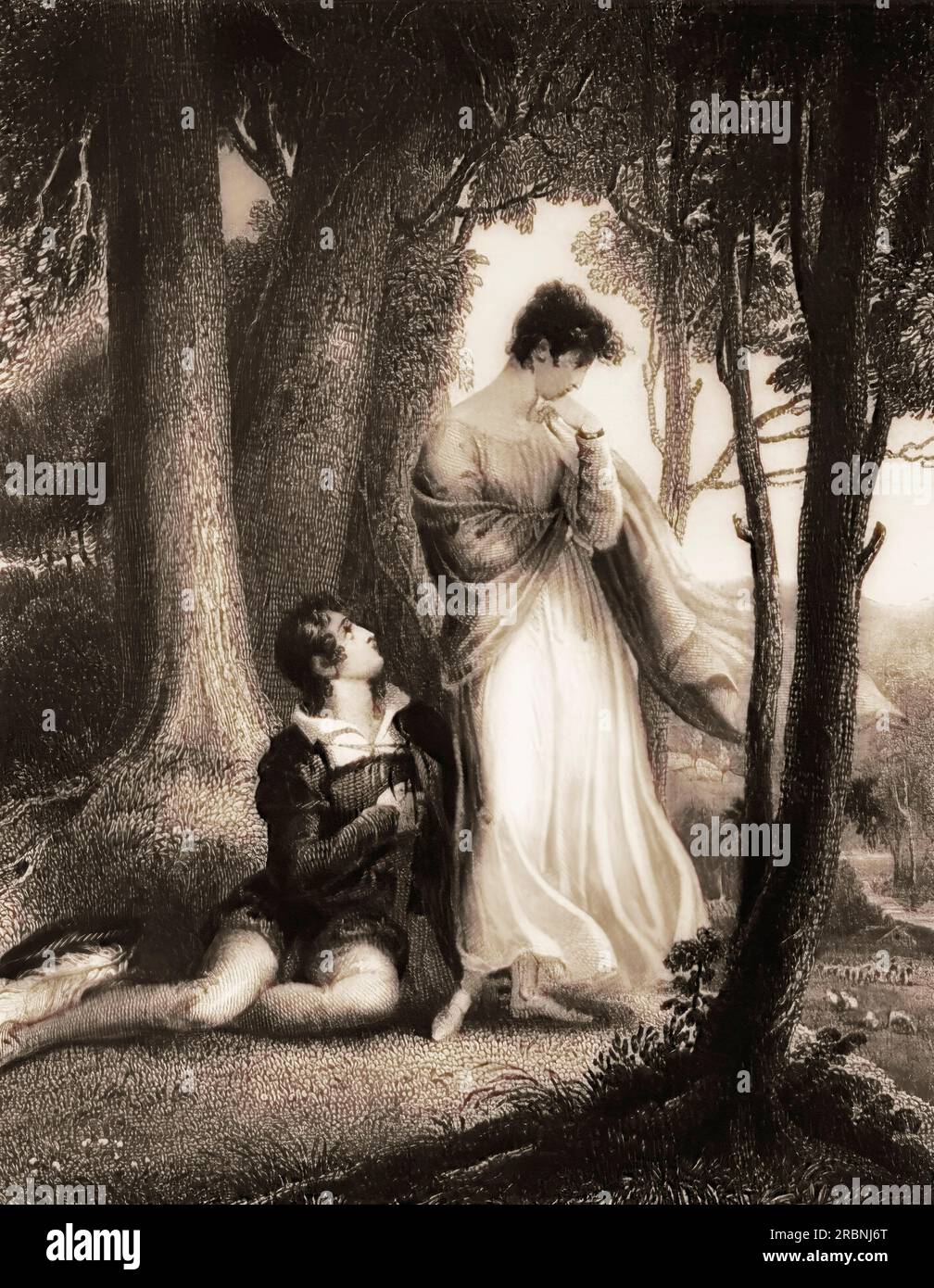 Love Affair of Lord Byron, George Gordon Noel Byron, 6th Baron Byron of Rochdale, 1788 - 1824, British poet Stock Photo