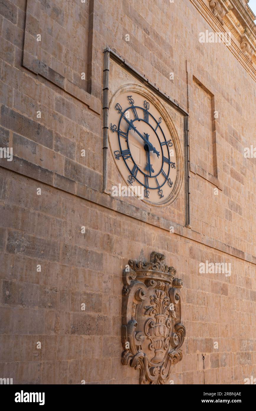 Clock of Salamanca Cathedral Tower - Salamanca, Spain Stock Photo