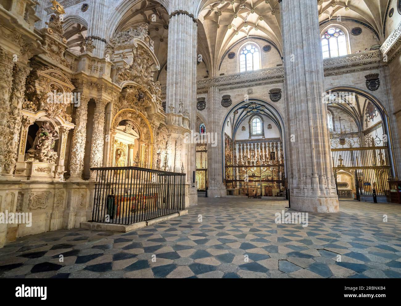 New Cathedral of Salamanca Interior with Retrochoir and Golden Chapel - Salamanca, Spain Stock Photo