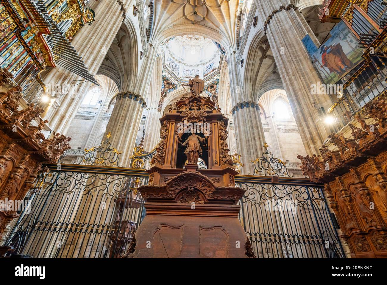 Choir Lectern at New Cathedral of Salamanca Interior - Salamanca, Spain Stock Photo