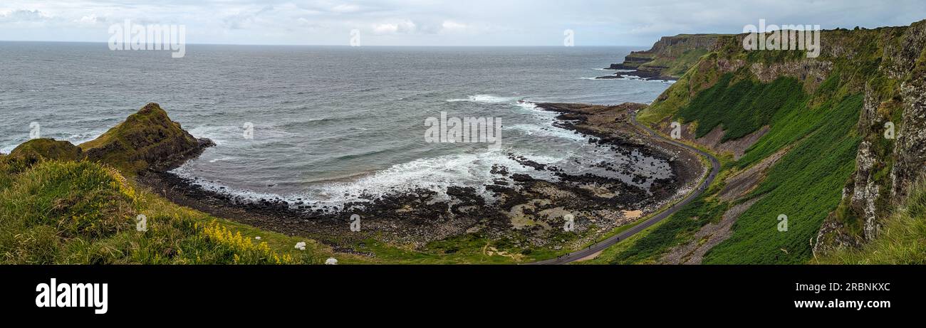 Visit Northern Ireland, Culture, geology, architecture, peace quiet, lush green lands, legends and myths giants Causeway antrim NI Stock Photo