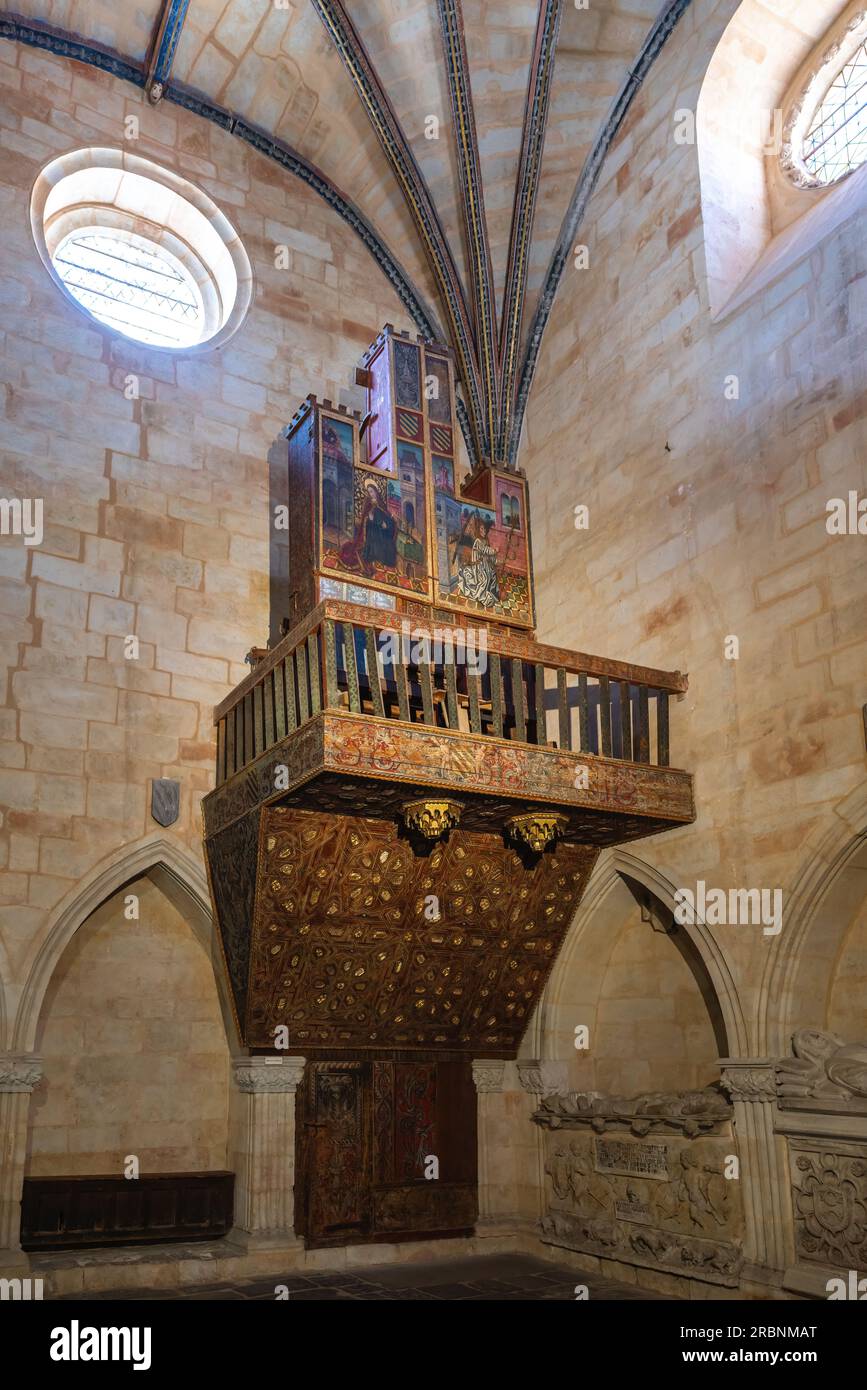Oldest Organ in Europe at Old Cathedral of Salamanca Interior - Salamanca, Spain Stock Photo