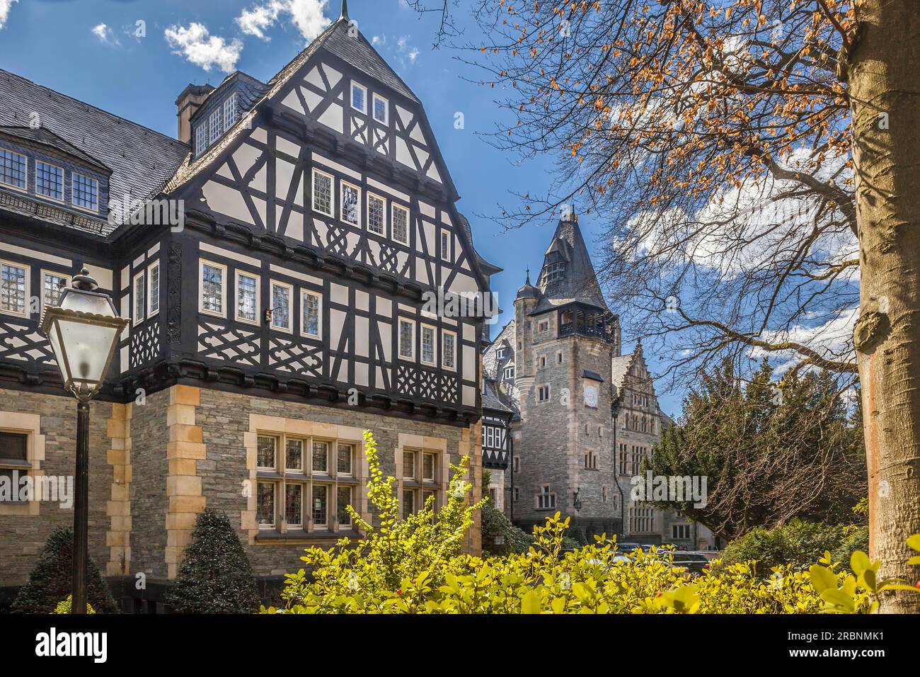 Schlosshotel Friedrichshof (garden side) in Kronberg, Taunus, Hesse, Germany Stock Photo