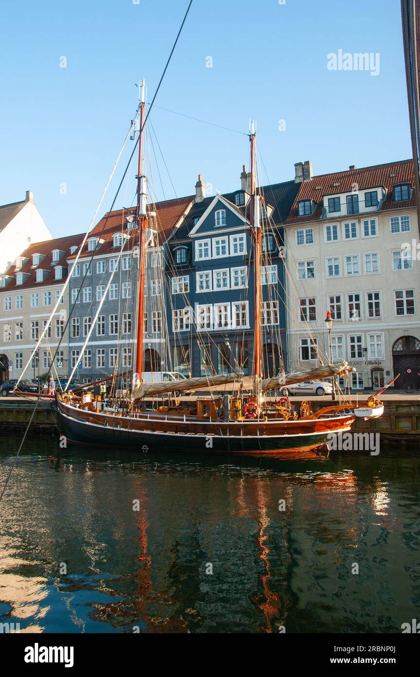 Around Copenhagen - A traditional sailing vessel moored on the old dock ...