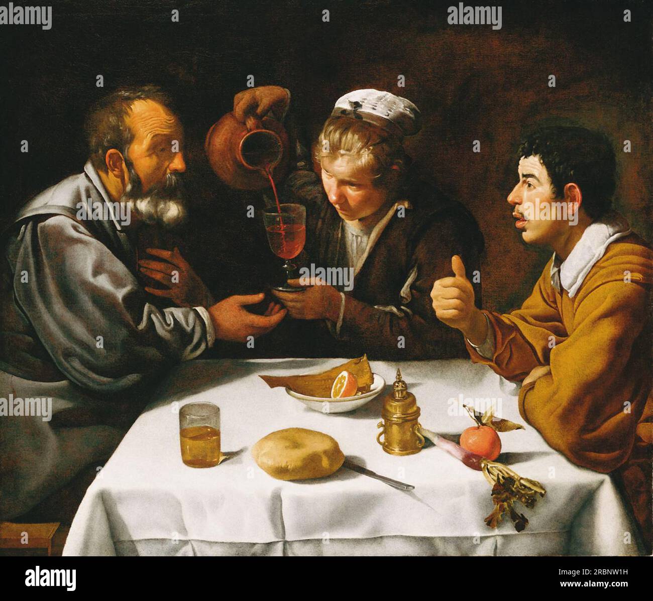 The Lunch 1620 by Diego Velazquez Stock Photo