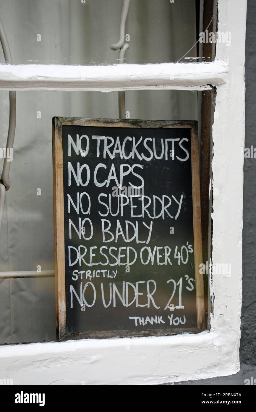List of rules in the window of a northern public house Stock Photo Alamy