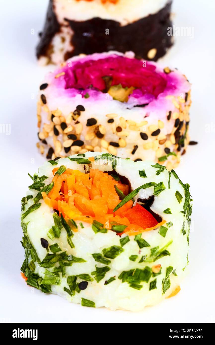 Vegan vegetarian japanese sushi roll Stock Photo