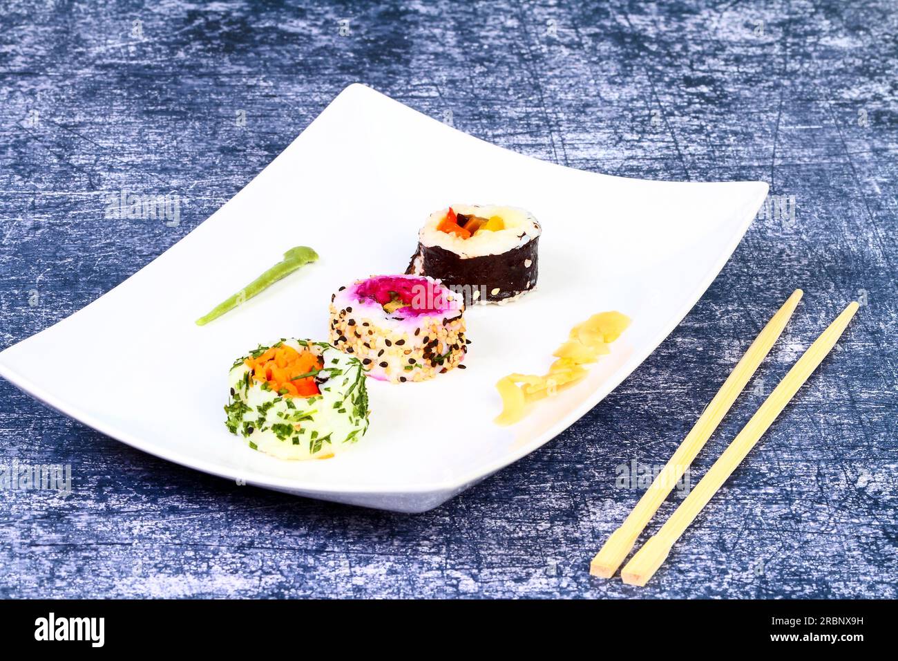 Vegan vegetarian japanese sushi roll Stock Photo - Alamy