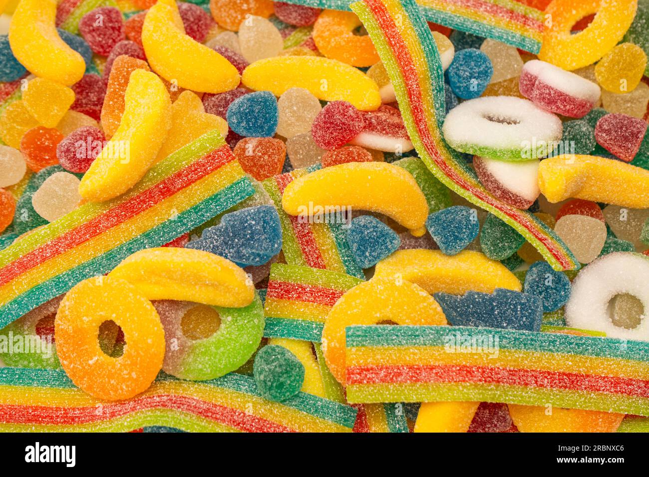 Assorted gummy candies. Top view. Jelly  sweets. Stock Photo