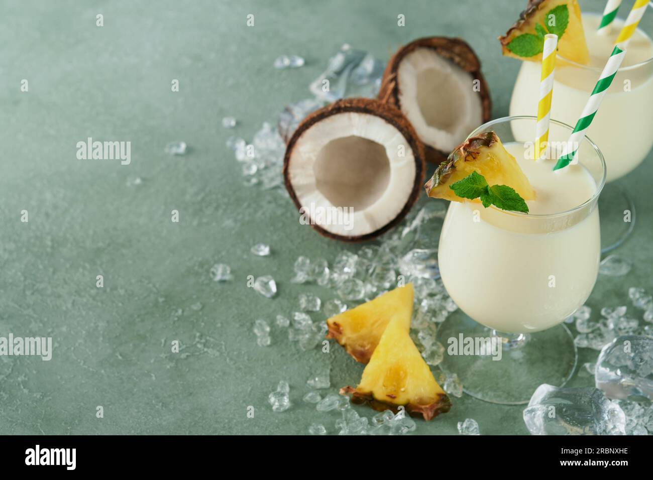 Pina Colada. Traditional caribbean cocktail from rum, pineapple juice ...