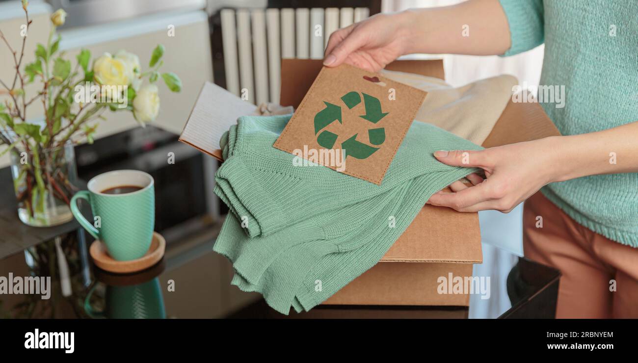 Reusing, recycling materials and reducing waste in fashion Stock Photo