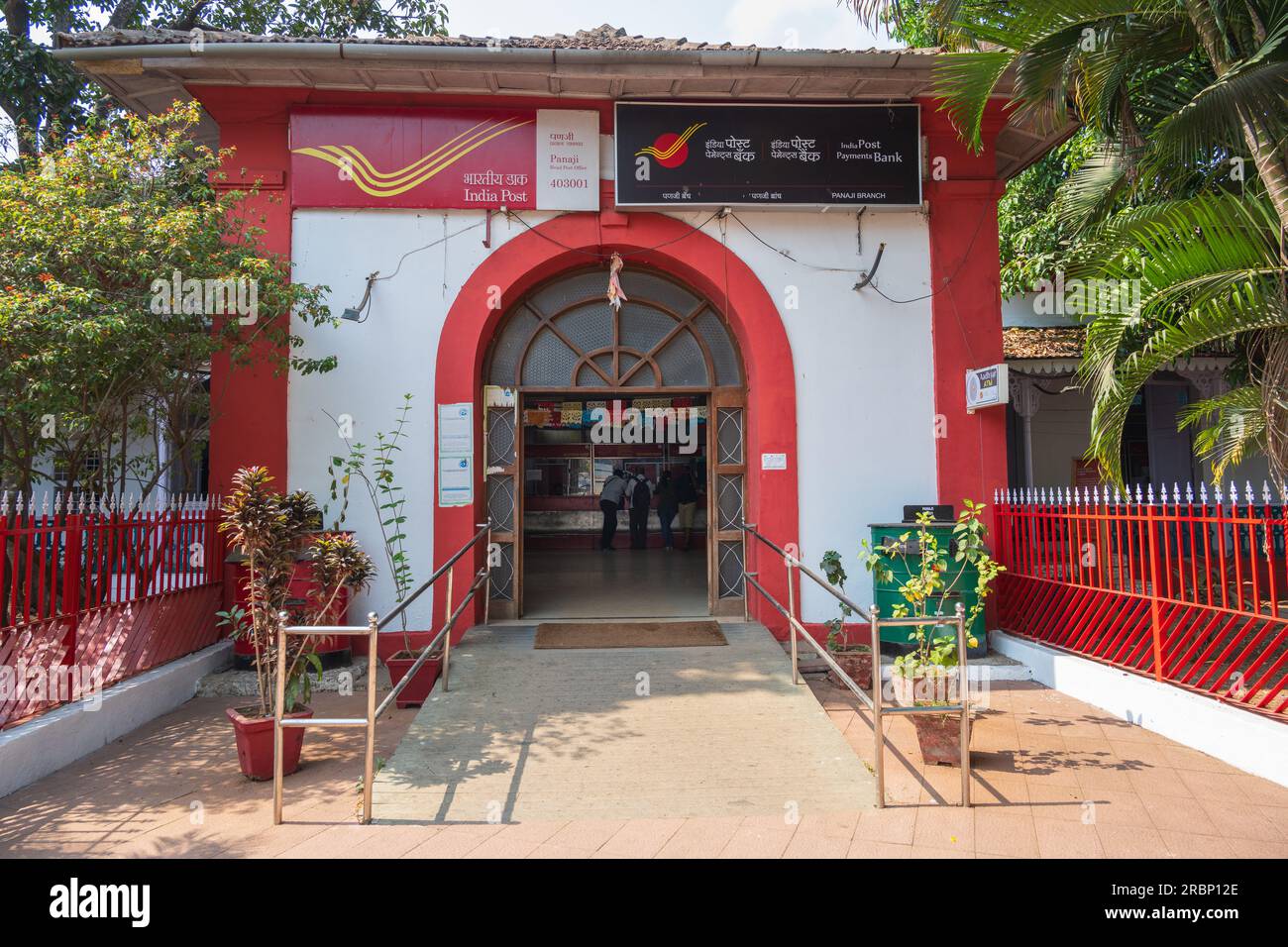 Goa, India -- April 10, 2023.A wide angle photo of the Panaji Branch of the Indian Post Office. Stock Photo