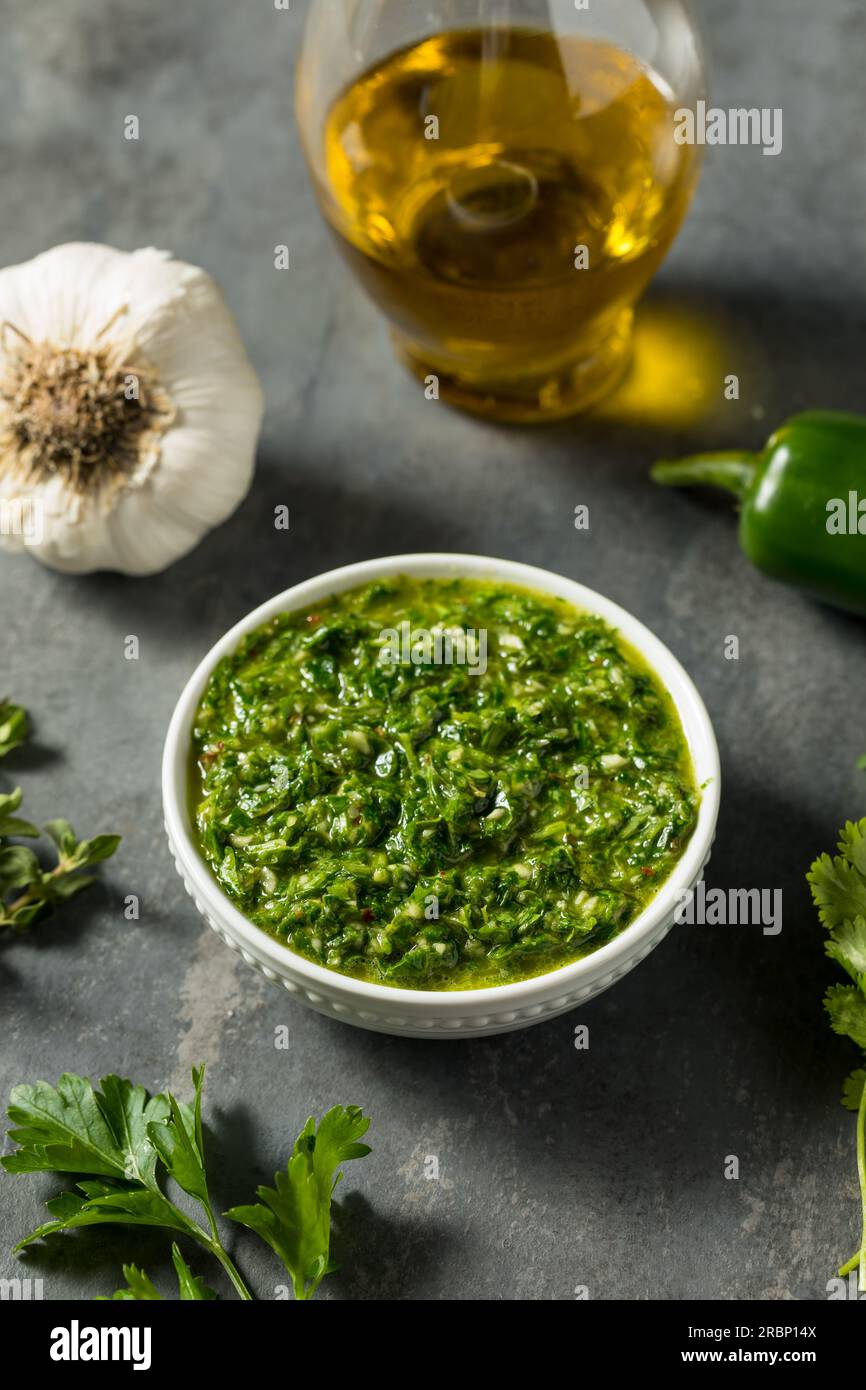 Homemade Spicy Chimichurri Sauce with Cilantro Parsley and Oregano