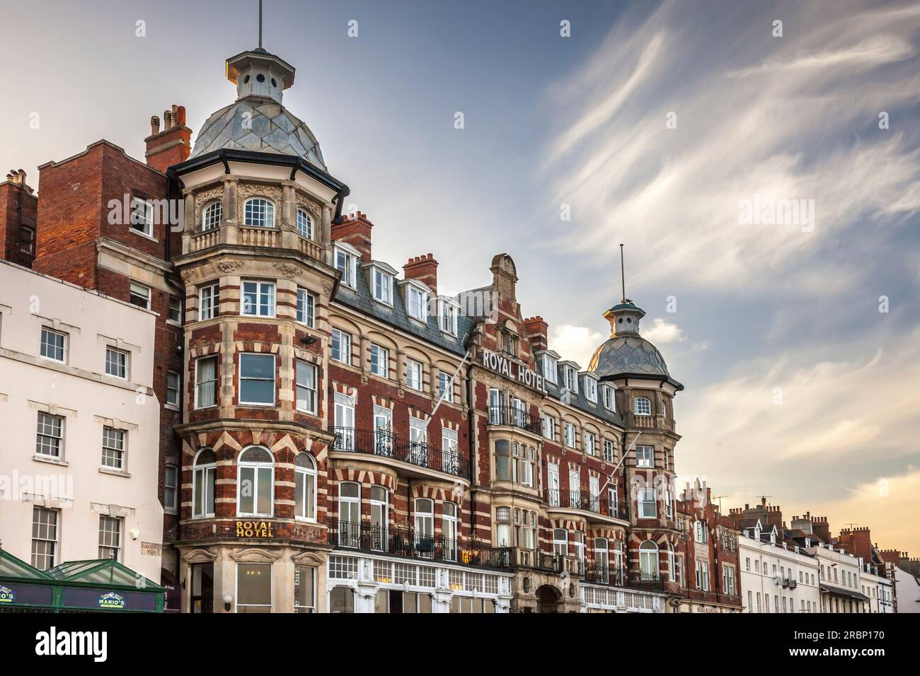 Historic hotel on the waterfront in Weymouth, Dorset, England Stock Photo