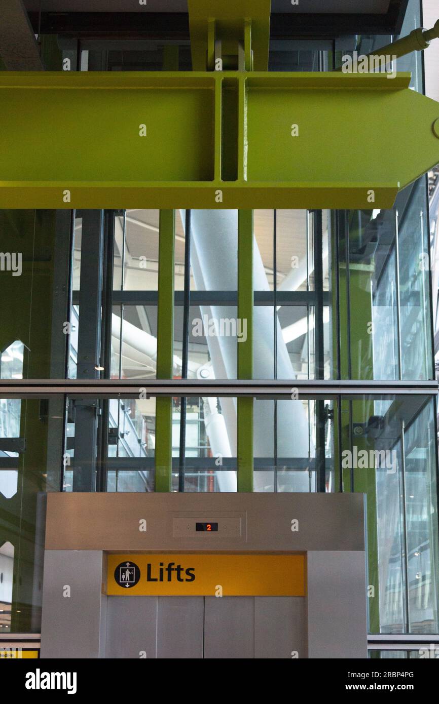 An airport lift sign and construction Stock Photo