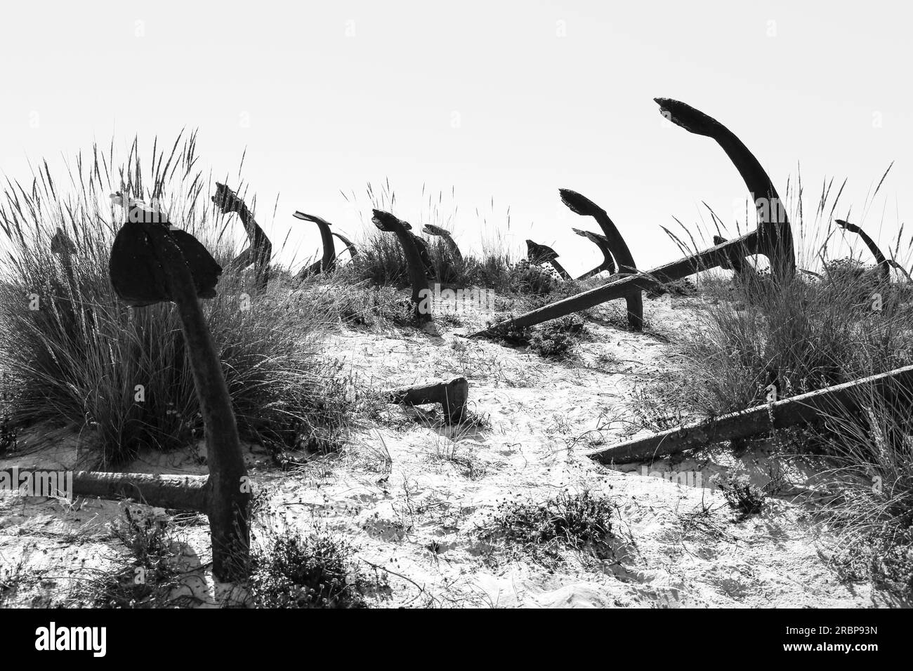 The Cemetery of Anchors in Tavira Island, Algarve, Portugal Stock Photo