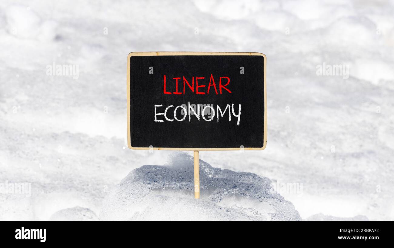 Linear economy symbol. Concept words Linear economy on beautiful black ...