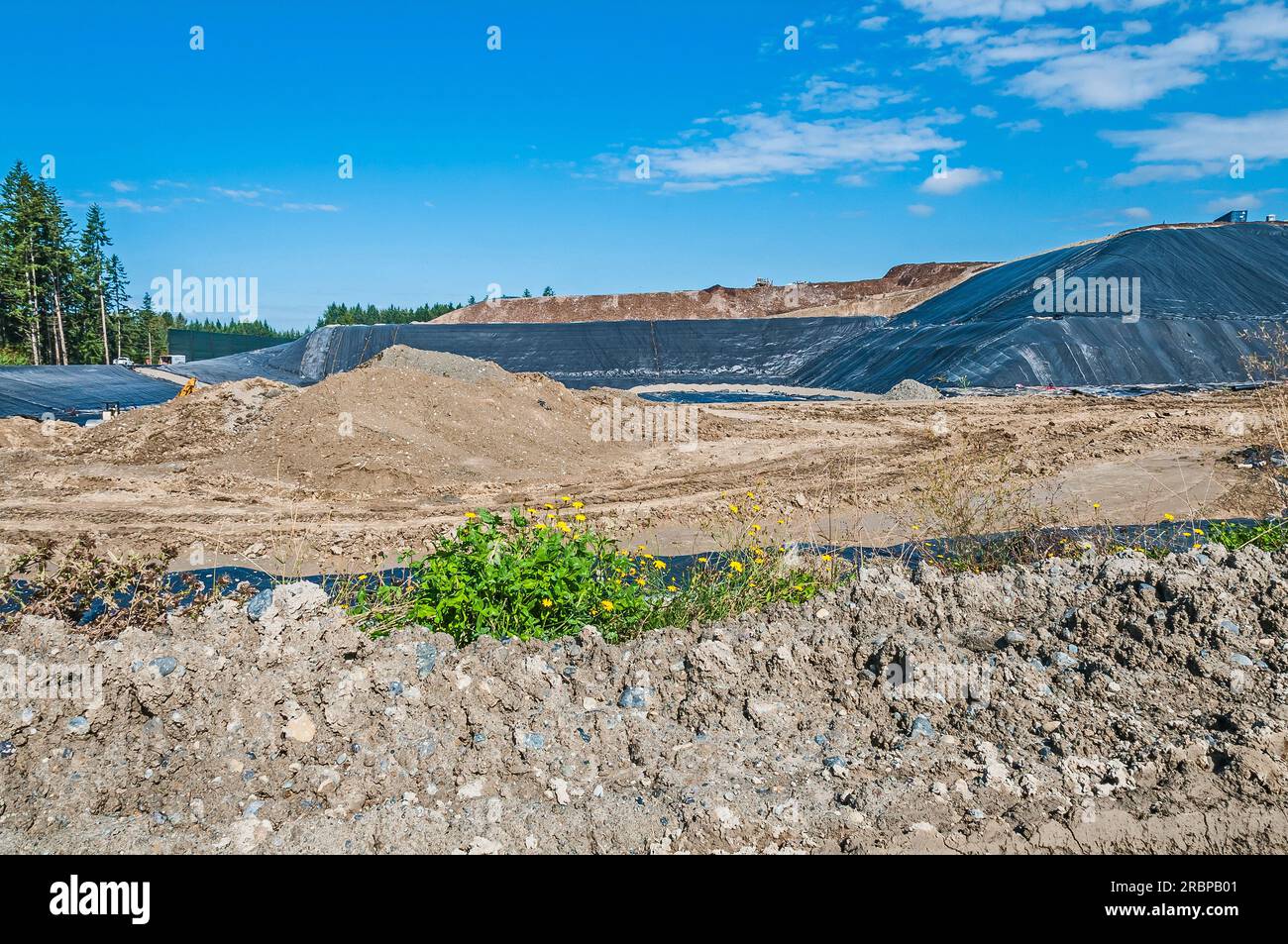 Geomembranes cover a lot of ground at an active landfill Stock Photo