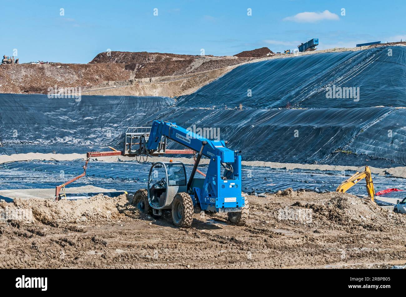 Geomembranes cover a lot of ground at an active landfill. A blue high
