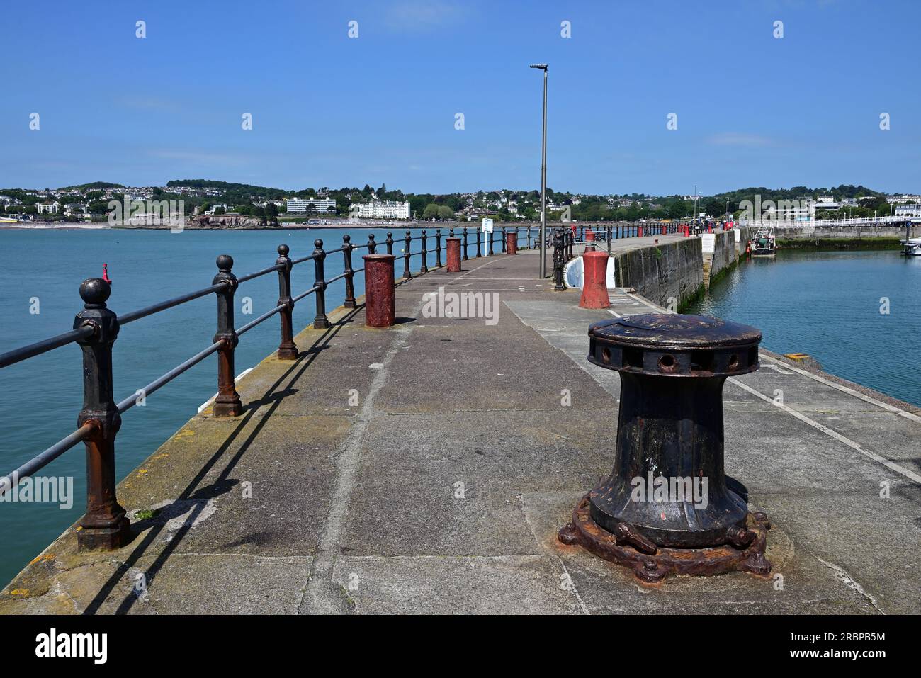 Haldon pier, which forms the outer wall of the harbour at Torquay, South Devon. Stock Photo