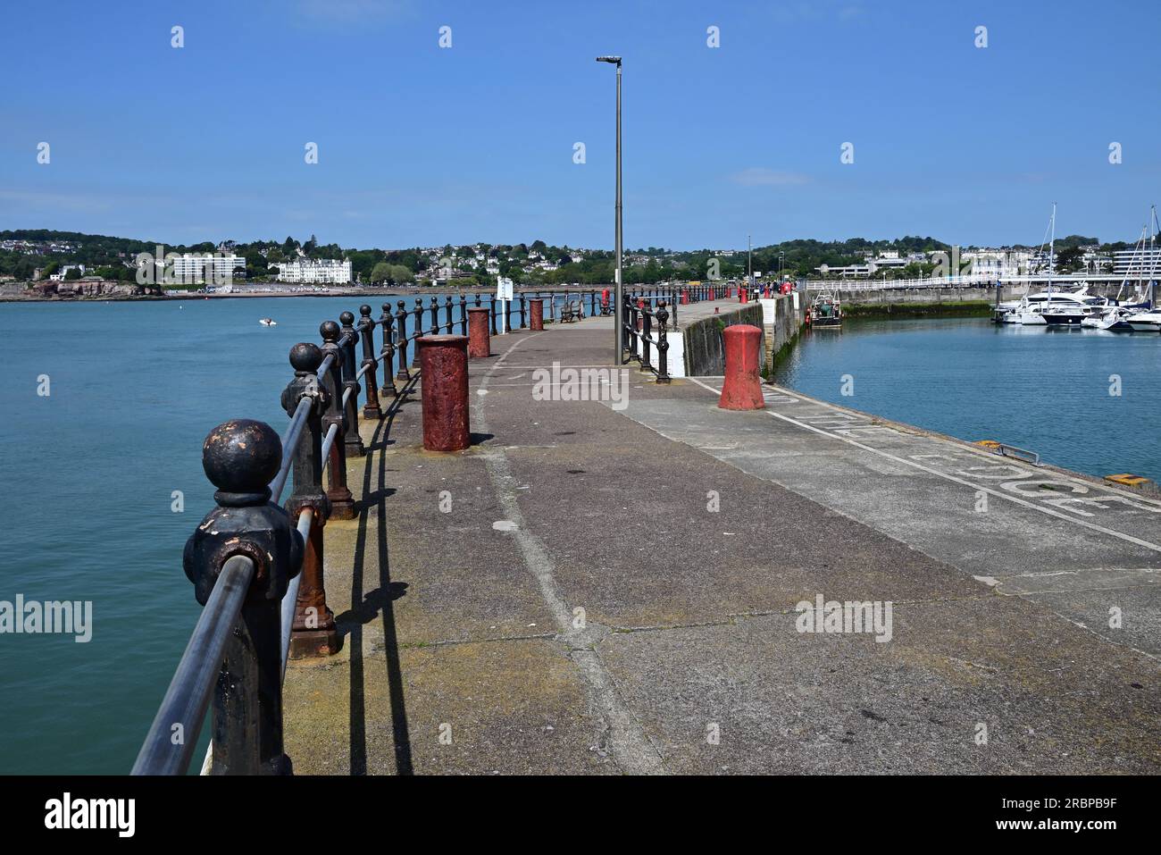 Haldon pier, which forms the outer wall of the harbour at Torquay, South Devon. Stock Photo