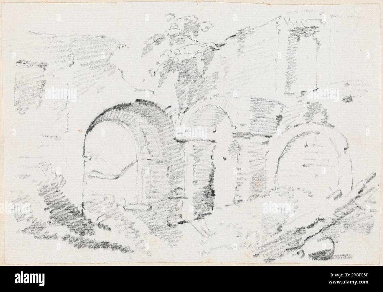'Joseph-Marie Vien, Roman Walls, 1744/1750, graphite on laid paper, sheet: 12.9 x 18.5 cm (5 1/16 x 7 5/16 in.) page size: 42.5 x 27.7 cm (16 3/4 x 10 7/8 in.), Mark J. Millard Architectural Collection, 1983.49.165' Stock Photo