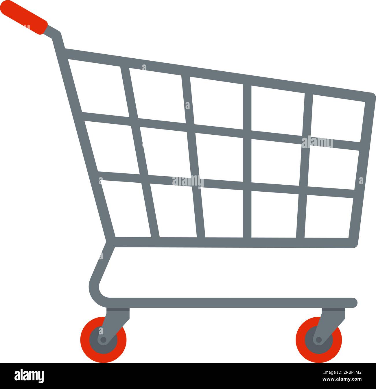 Empty supermarket shopping cart isolated, grocery shopping and sale concept Stock Vector