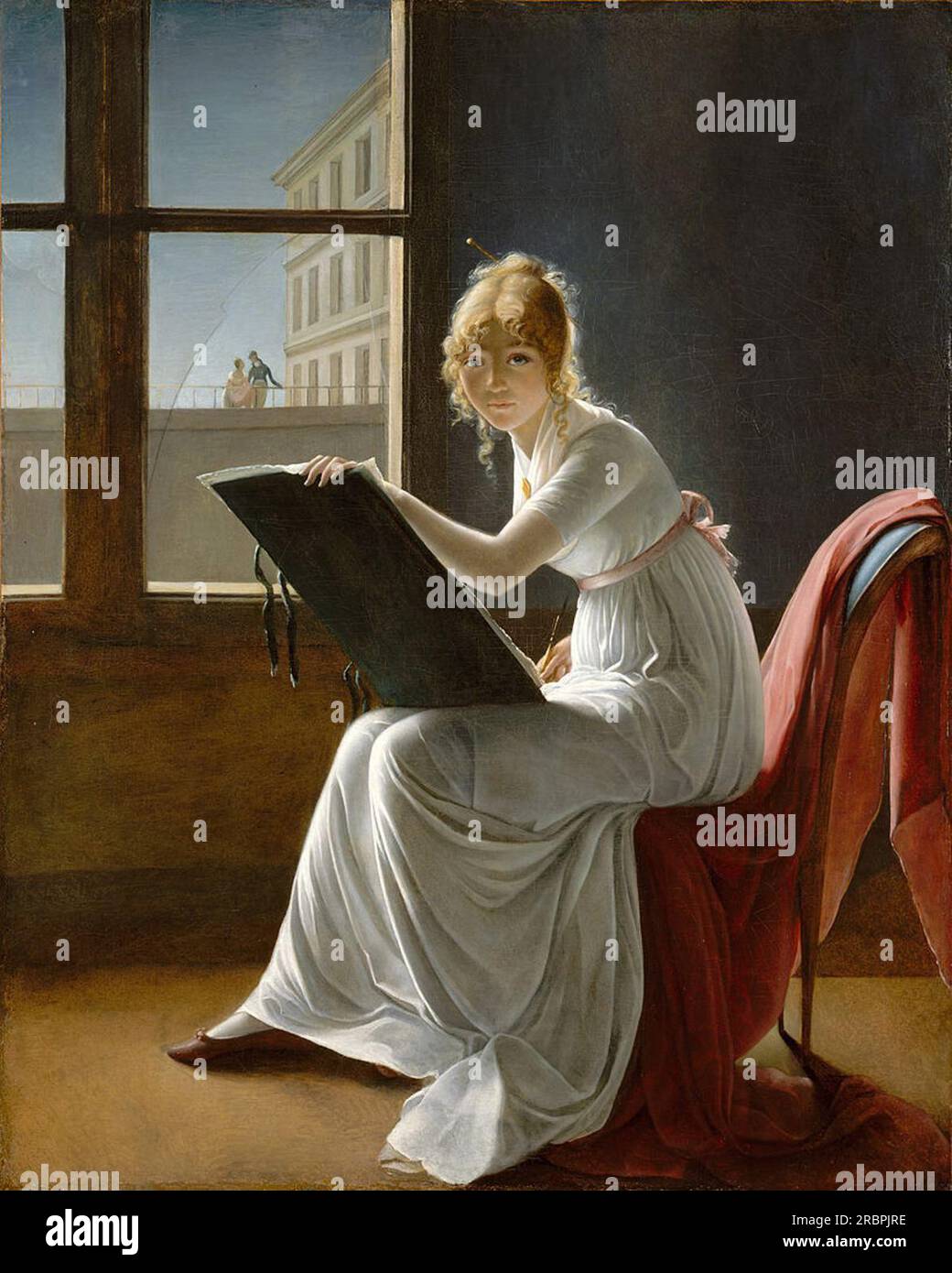 Young Woman Drawing 1801 by Marie-Denise Villers Stock Photo