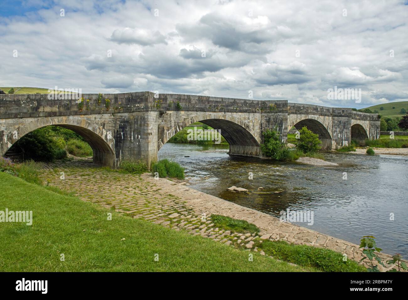 Burnsall Bridge in the Yorkshire Dales crossing over the River Wharfe