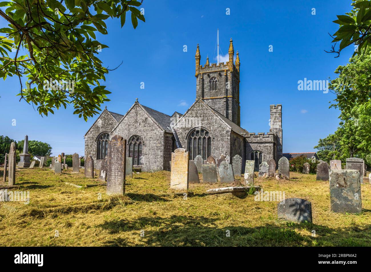 St Breaca Church in the hamlet of Breage, Helston, Cornwall, England Stock Photo