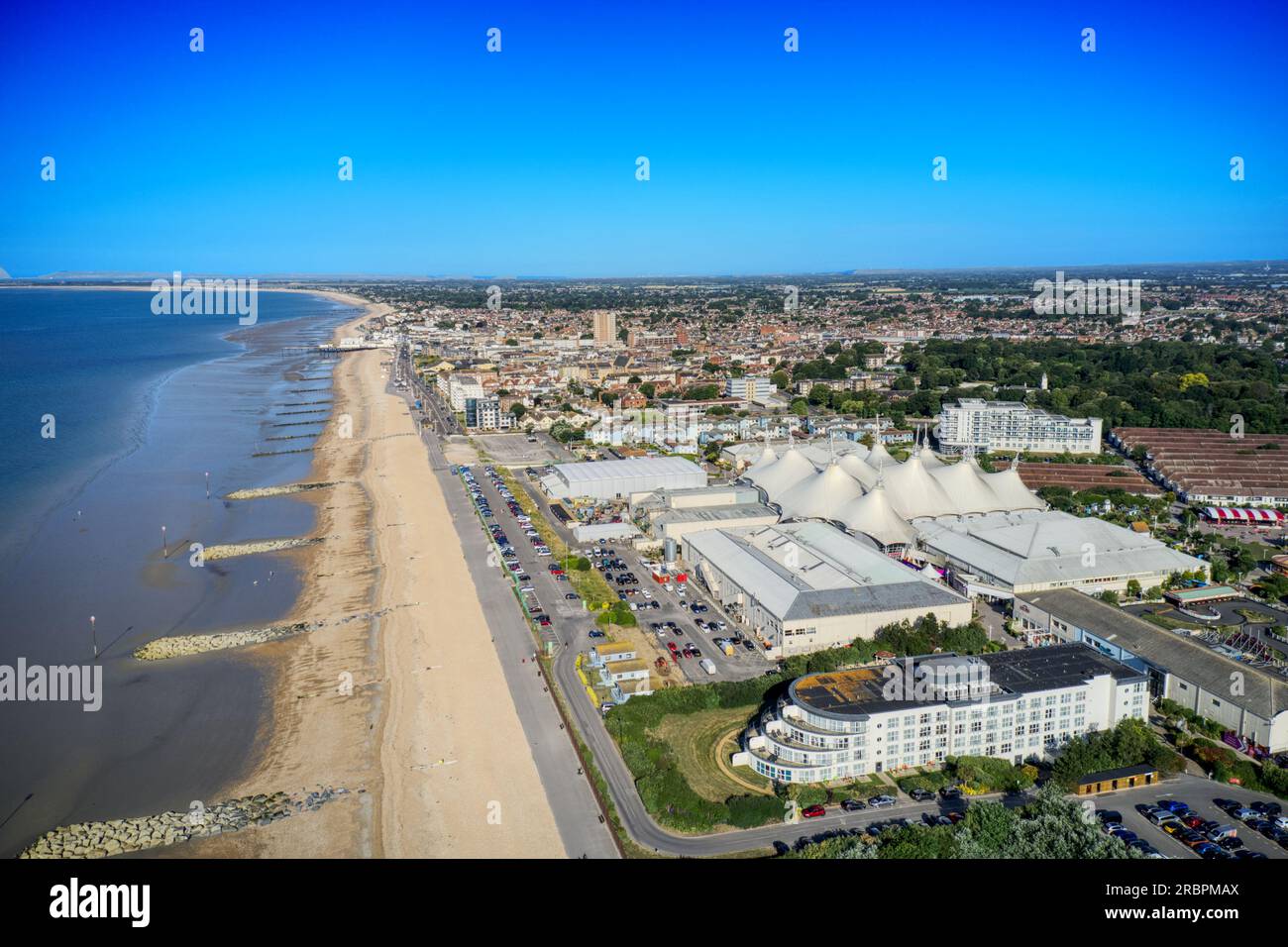 An aerial view Butlins Bognor Regis Resort and the coastline to Bognor