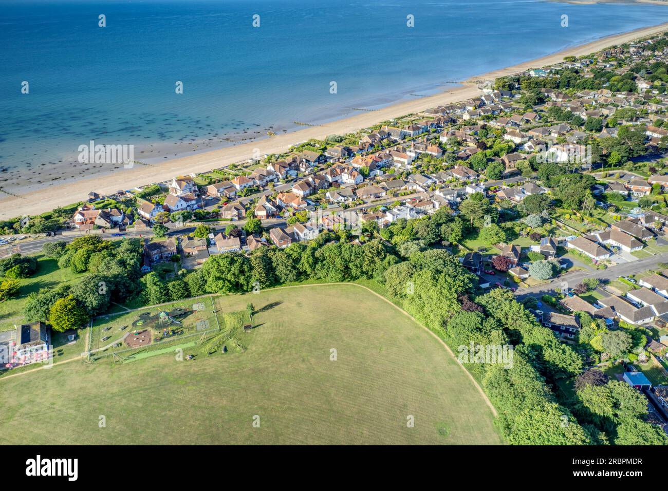 Aerial view of West Park and Aldwick Beach, Aldwick is a parish village to the east of Bognor Regis in West Sussex, Southern England. Stock Photo