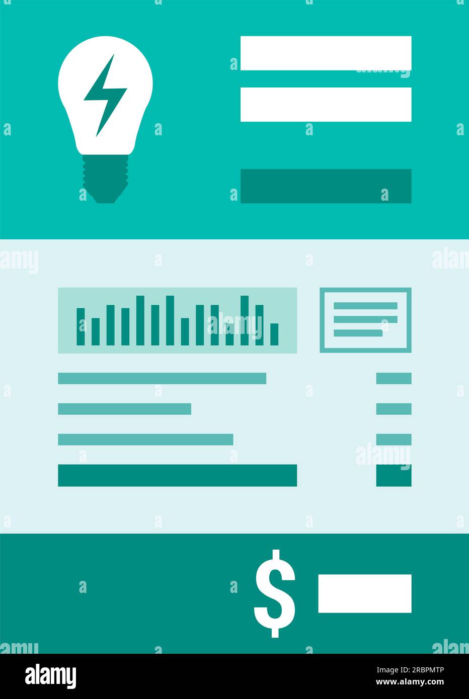 Electricity bill receipt with charts, consumption and budget concept
