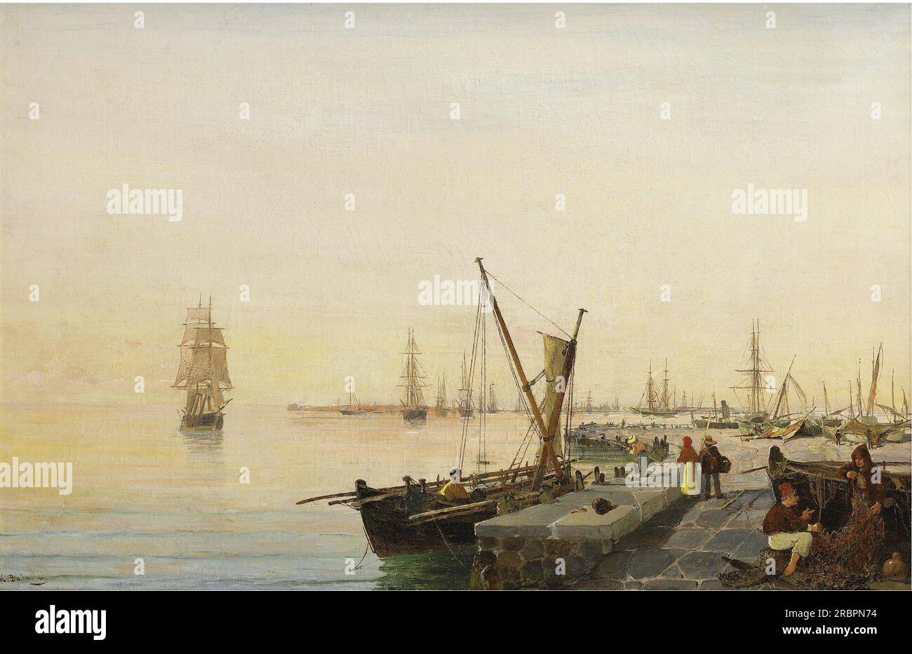 A busy harbour by Konstantinos Volanakis Stock Photo - Alamy