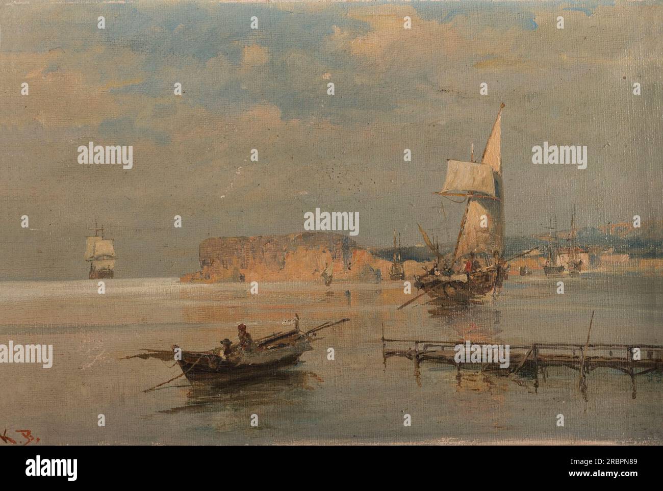 Boats in a port by Konstantinos Volanakis Stock Photo - Alamy