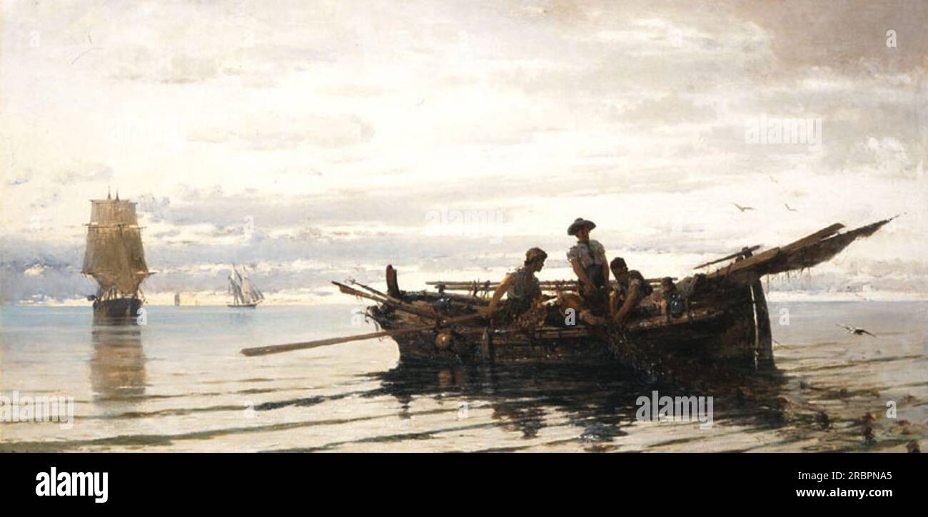Collecting the Nets 1871 by Konstantinos Volanakis Stock Photo - Alamy