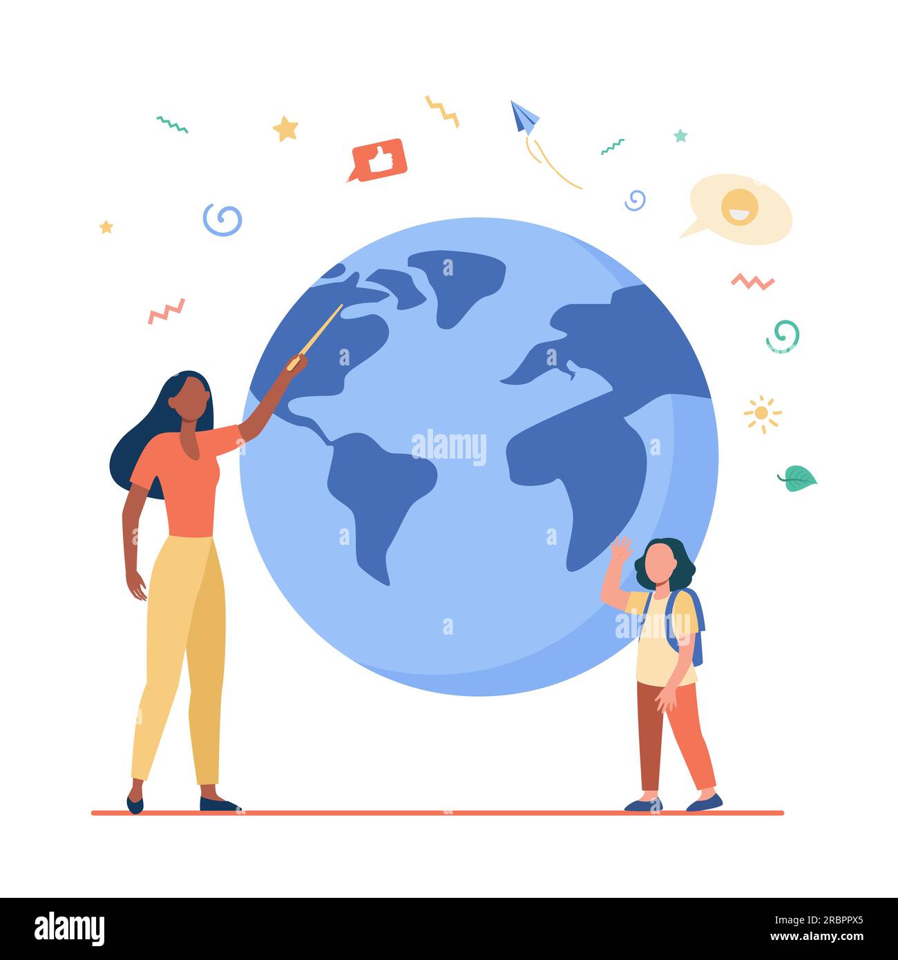 Geography teacher explaining lesson to pupil Stock Vector Image & Art