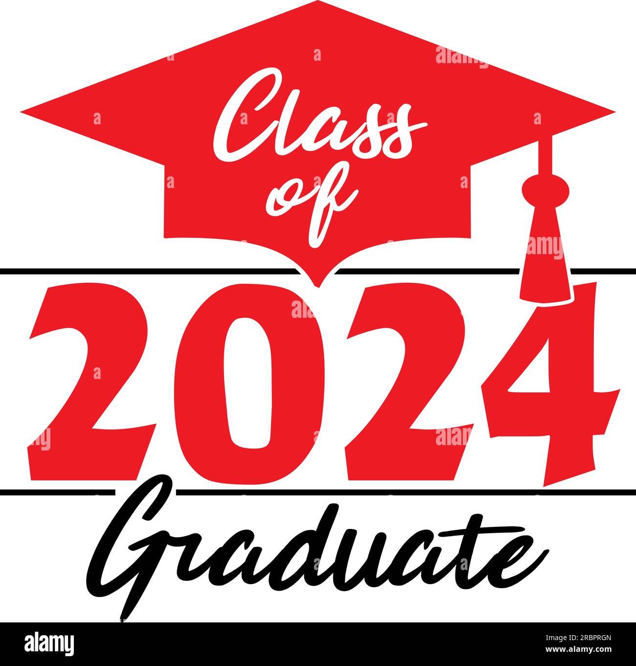 Red Class of 2023 Graduate Blue Stacked Graphic Stock Photo