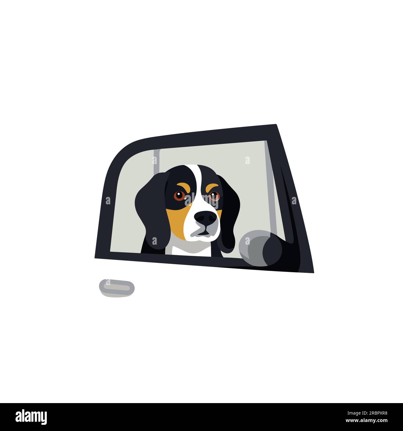 dog in car window vector flat minimalistic isolated Stock Vector Image