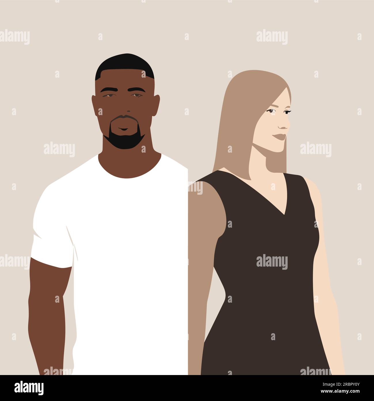 black man white woman date vector flat isolated Stock Vector Image