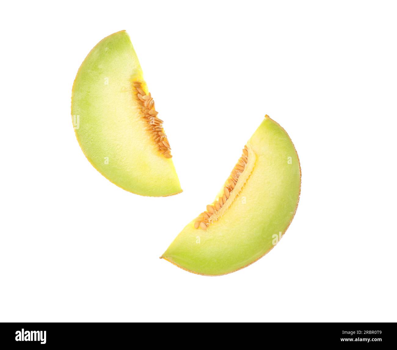 Pieces of sweet melon on white background Stock Photo